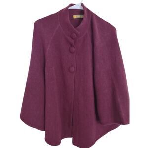 Alpaca Fashion Burgundy Sweater Cape One Size Made in Peru Timeless Quiet Luxury